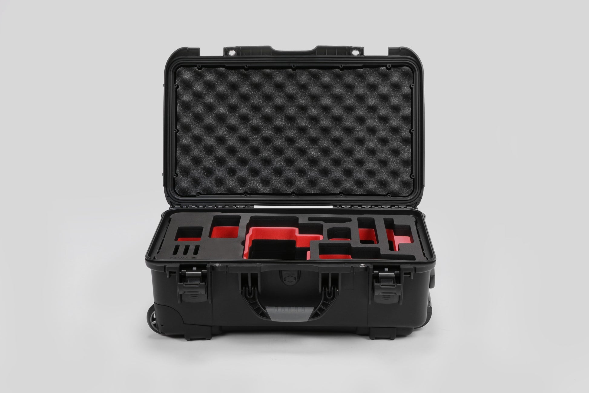 Front view of Foama Black Color Travel Case and Custom Foam Insert for RED Monstro