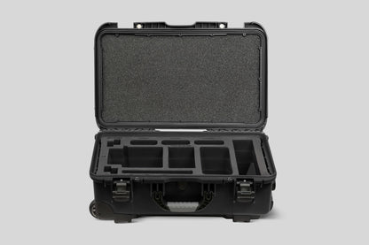 Front view of Black Color ARRI HI-5 Carry-On Case with Black Layer Custom Foam Insert