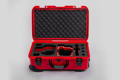 Front view of Red Color RED V Raptor Carry-On Case with Red Layer Custom Foam Insert