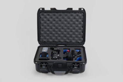 Front view of Foama Black Color Carry-on case and Blue Foam Insert for Sony FX-3 and Essential Accessories