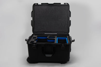 Front view of Black Color Sony Venice 2 Studio Case with Blue Layer Custom Foam Insert