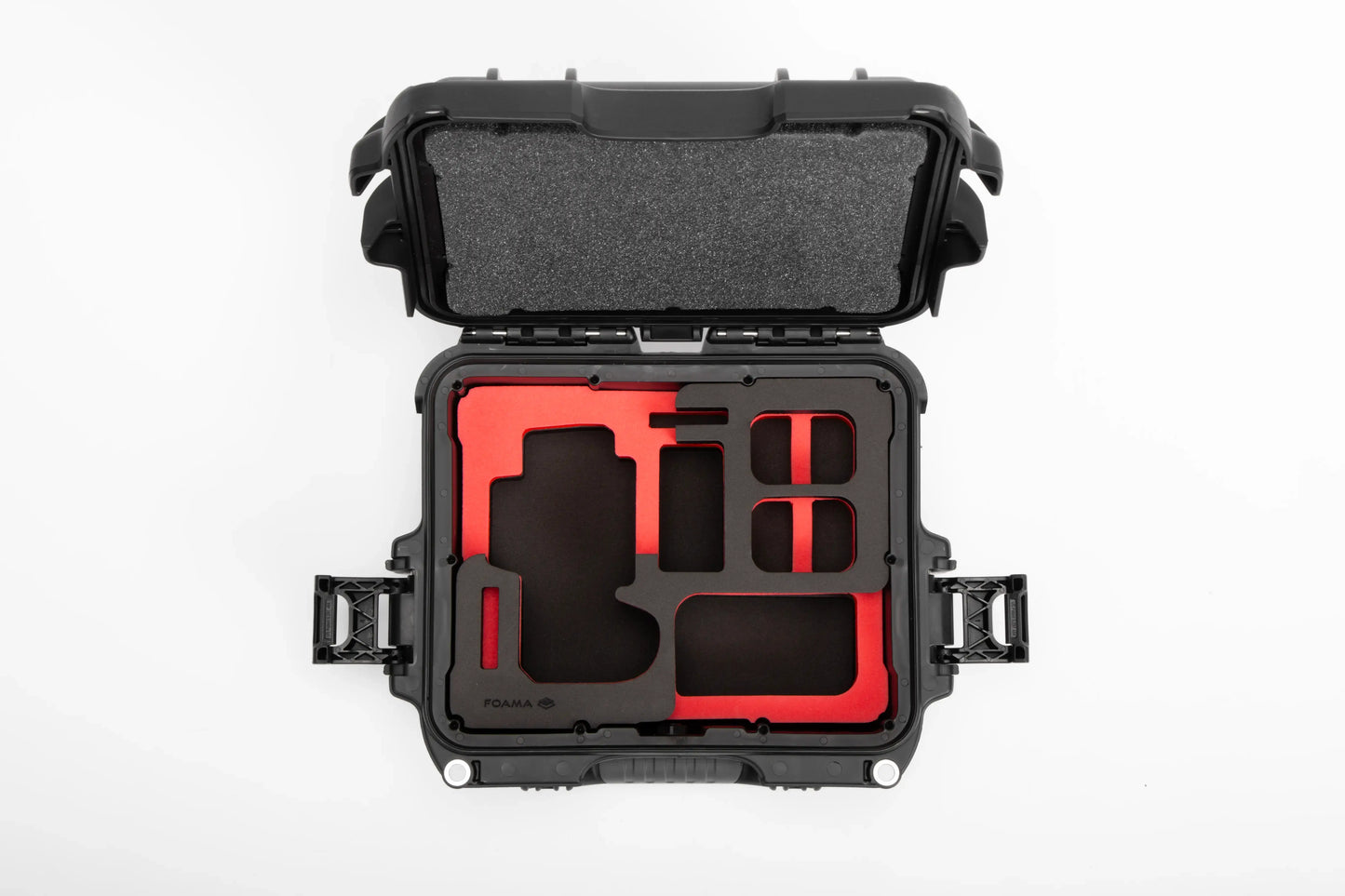 Top view of Canon Camera Compact Case For EOS R5, R5 II, R6, R6 II, R7 with Red Layer Custom Foam Insert