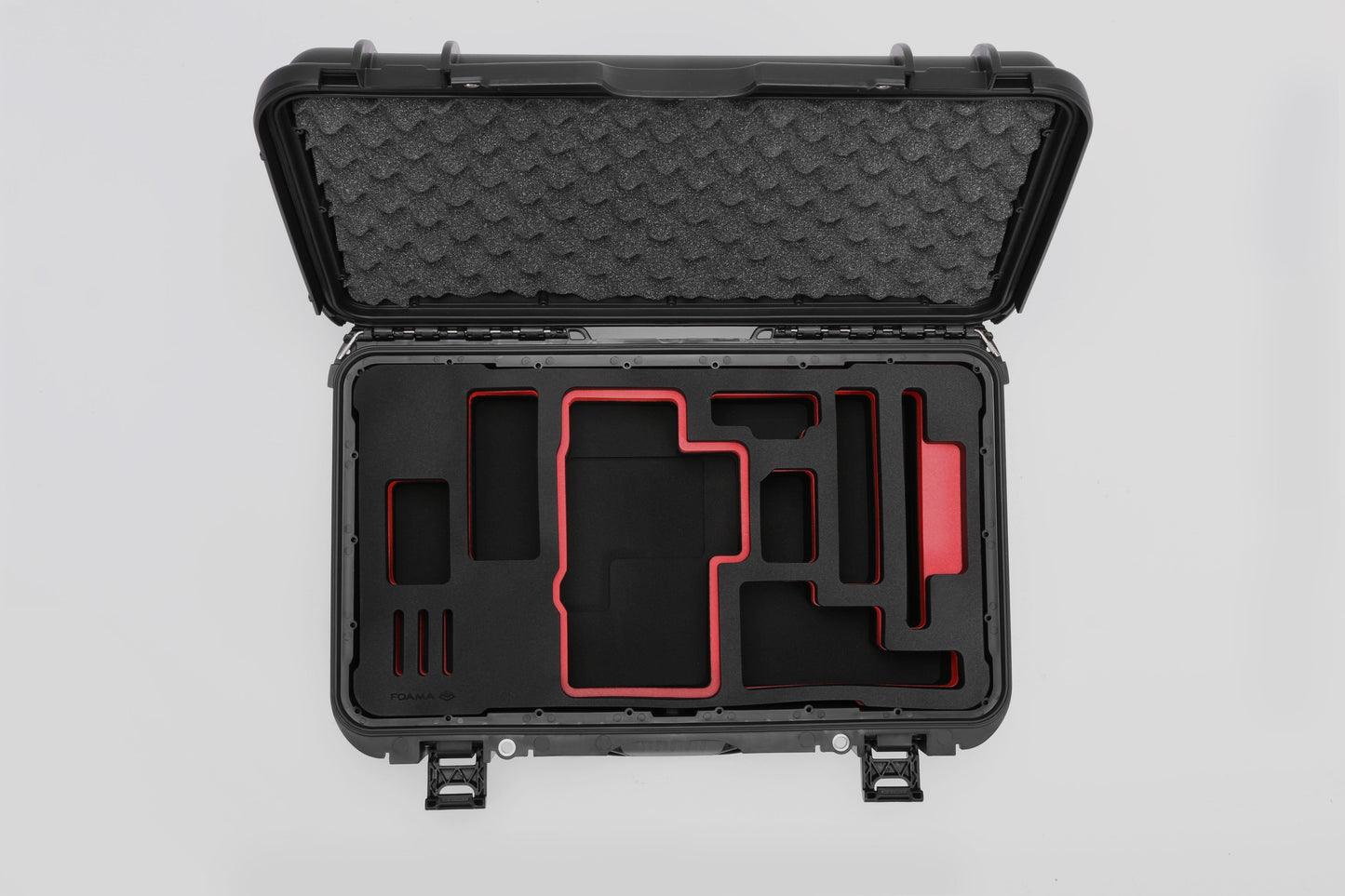 Top view of Foama Black Color Travel Case and Custom Foam Insert for RED Monstro