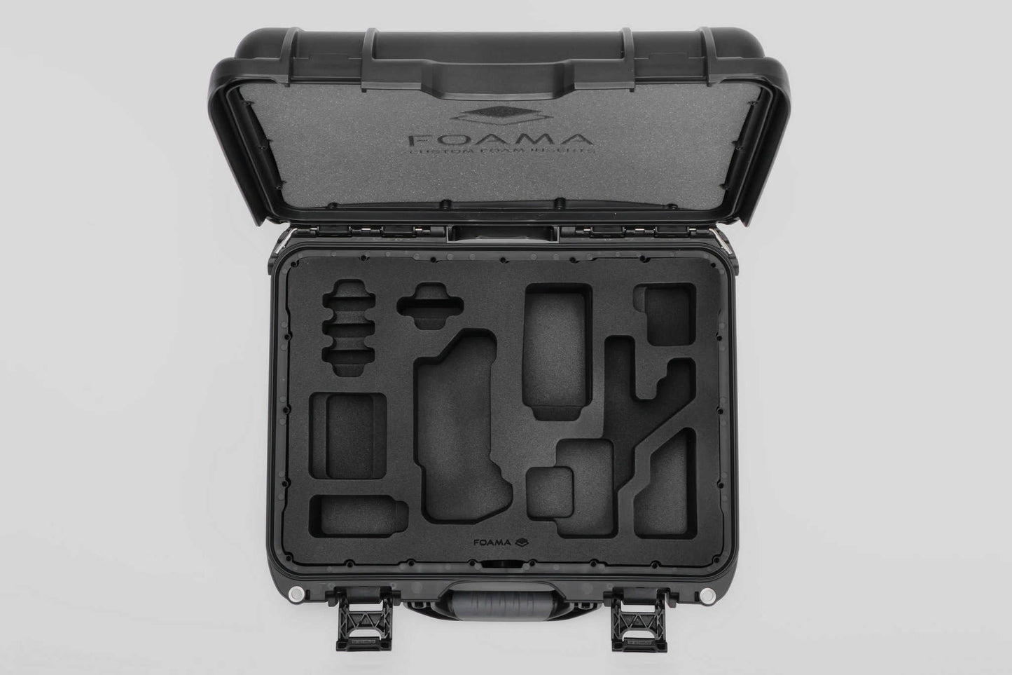 Top view of Foama Black Color Carry-on case and Custom Foam Insert for Sony FX-3 Carry-On Case