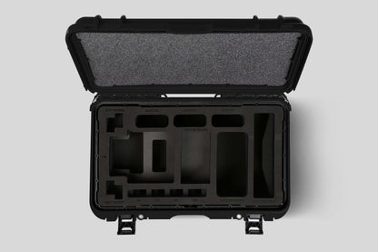 Top view of Black Color ARRI HI-5 Carry-On Case with Black Layer Custom Foam Insert