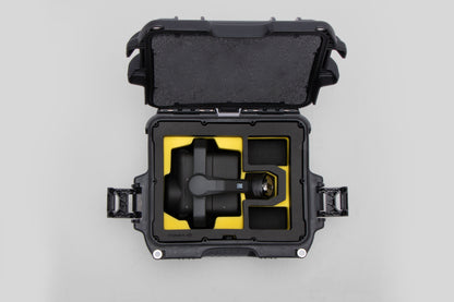 Top view of Black Color DJI Zenmuse H30T Carry-On Case with Yellow Layer Custom Foam Insert