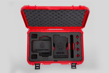 Top view of Red Color RED V Raptor Carry-On Case with Red Layer Custom Foam Insert