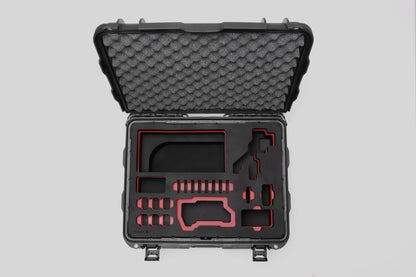 Top view of Sony FX3 Black Color Studio Case and Custom Foam Insert with Red Layer