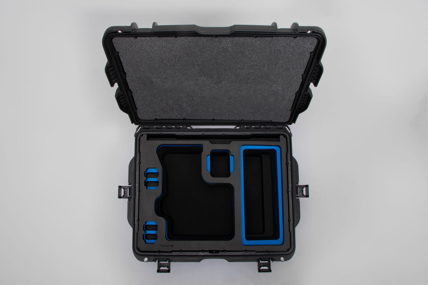 Top view of Black Color Sony Venice 2 Studio Case with Blue Layer Custom Foam Insert