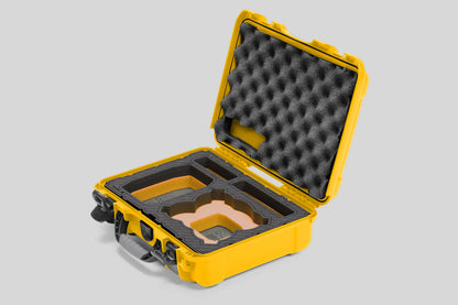 Angled view of Foama Yellow Color All-Weather Carry-on Case and Custom Foam Insert with a Yellow Layer for DJI Neo