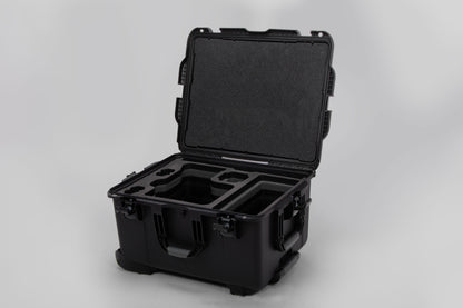 Angled view of ARRI Alexa 35 Black Color Studio Case with Custom Foam Black Layered Insert