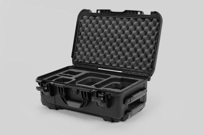 Angle view of Black Color Canon C400 Camera Carry-on Case and Black Layer Custom Foam Insert