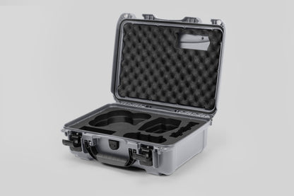 Angled view of DJI Avata 2 Fly More Combo Silver Color Waterproof Hard Case and Custom Foam Insert