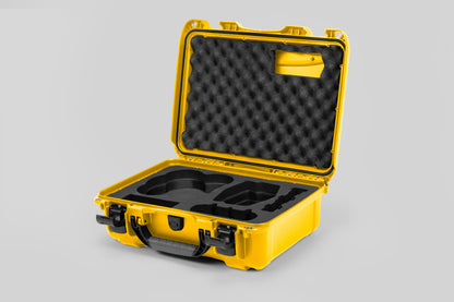 Angled view of DJI Avata 2 Fly More Combo Yellow Color Waterproof Hard Case and Custom Foam Insert