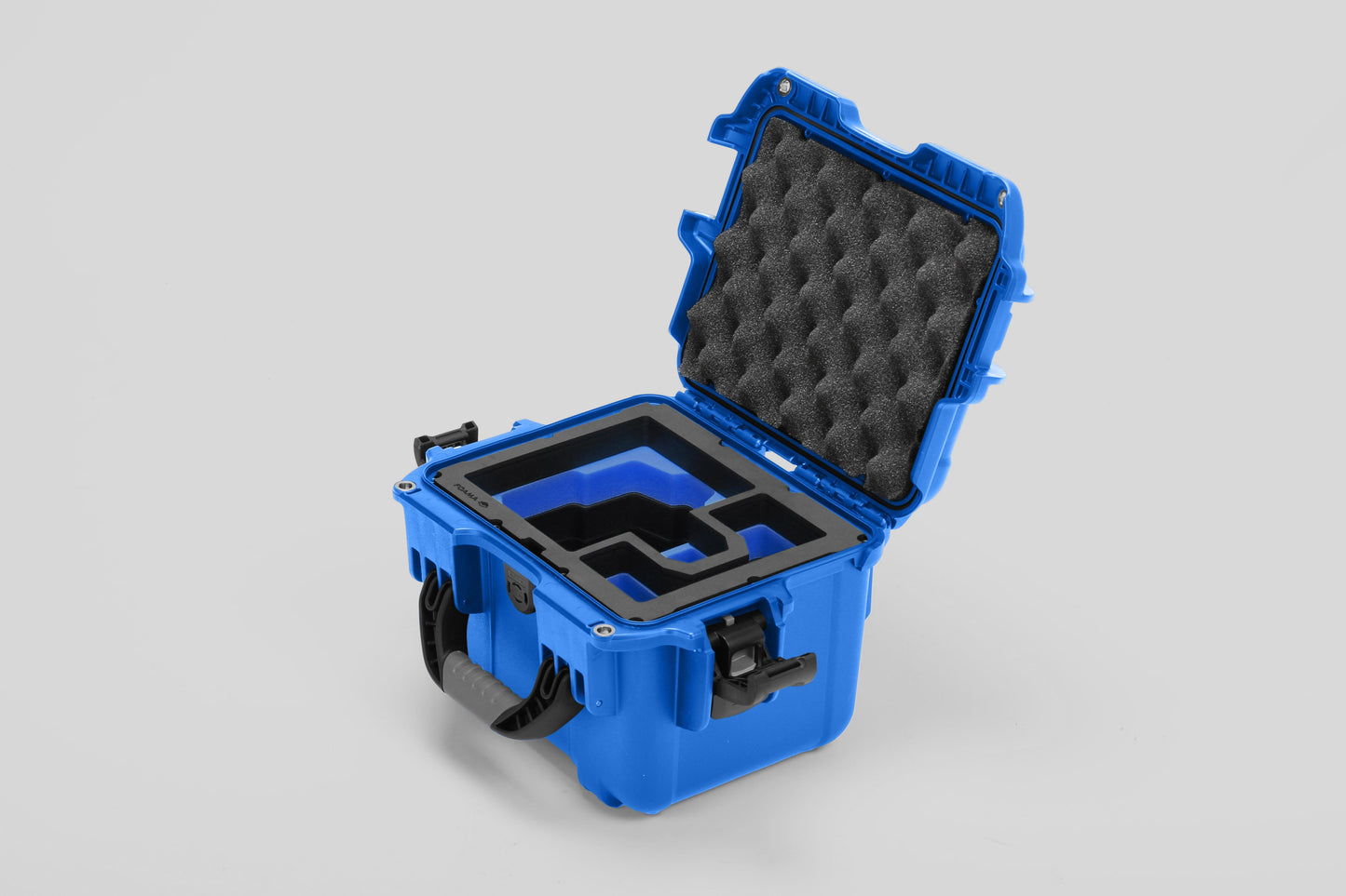 Angled view of DJI Zenmuse H30T Blue Color Storage and Carrying Case and Custom Foam Insert with a Blue Layer