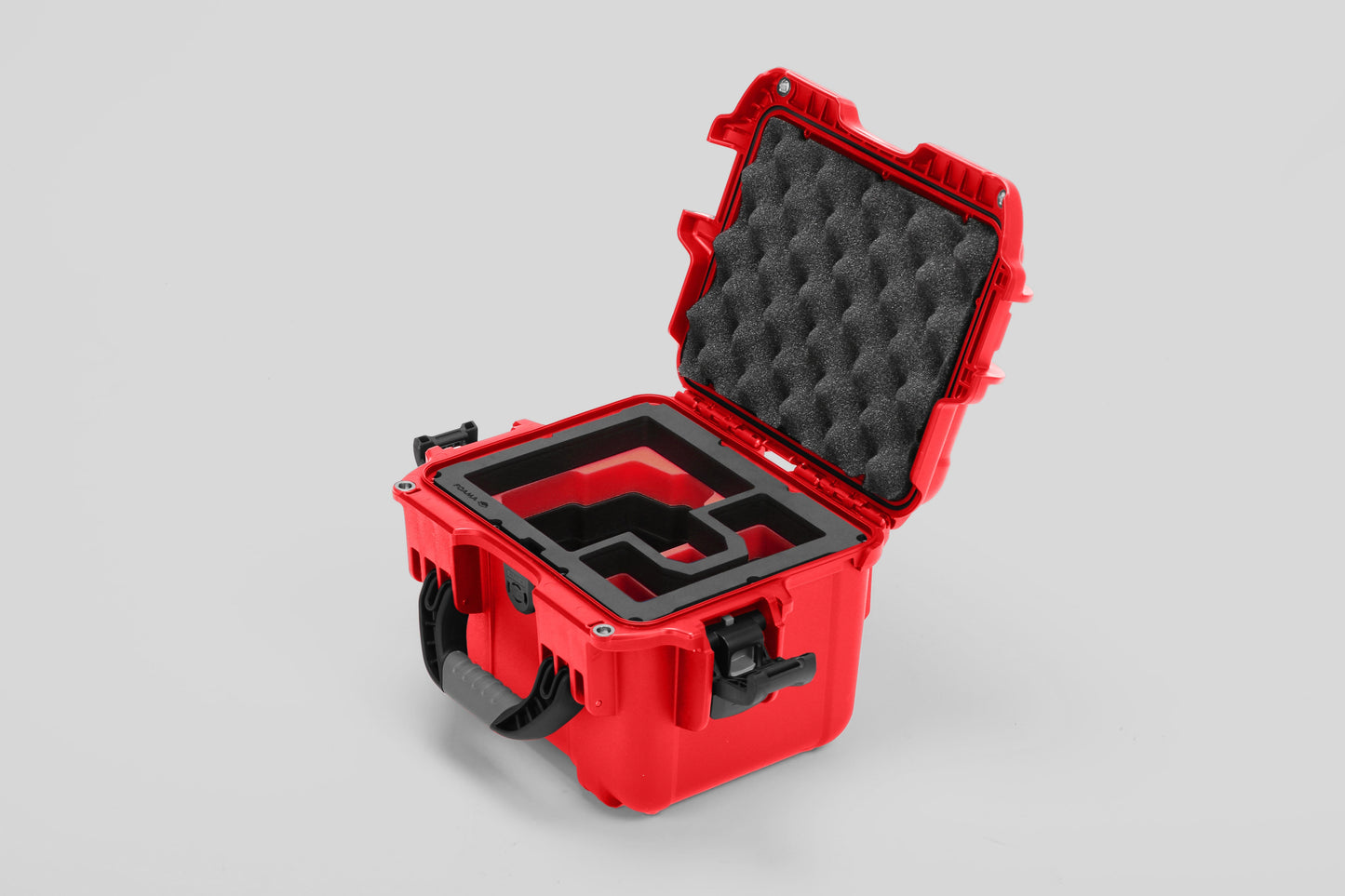 Angled view of DJI Zenmuse H30T Red Color Storage and Carrying Case and Custom Foam Insert with a Red Layer