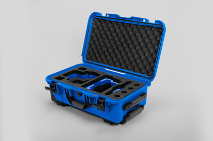 Angle view of Blue Color RED V Raptor Carry-On Case with Blue Layer Custom Foam Insert