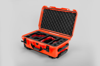 Angle view of Orange Color RED V Raptor Carry-On Case with Red Layer Custom Foam Insert