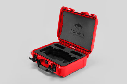 Angled view of Foama Red Color Travel Case and Custom Foam Insert for SmallHD 703 Bolt Pro