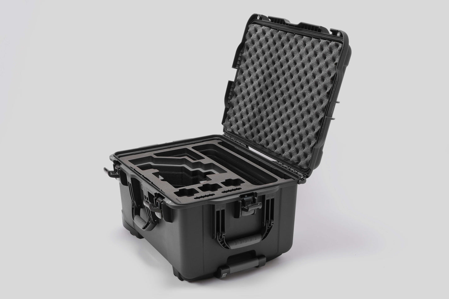Angled view of Sony FX6 Black Color Studio Case and Custom Foam Insert