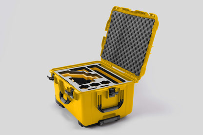 Angled view of Sony FX6 Yellow Color Studio Case and Custom Foam Insert with a Yellow Layer