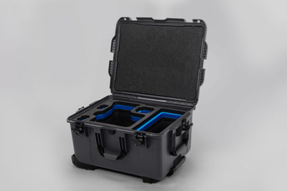Angle view of Graphite Color Sony Venice 2 Studio Case with Blue Layer Custom Foam Insert
