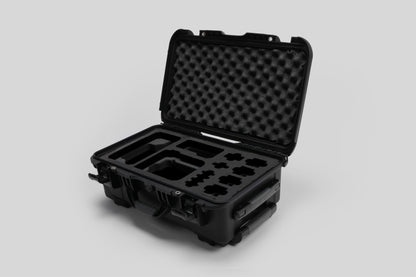 Angled view of Foama Black Color Carry-on case and Custom Foam Insert for Sony FX-6