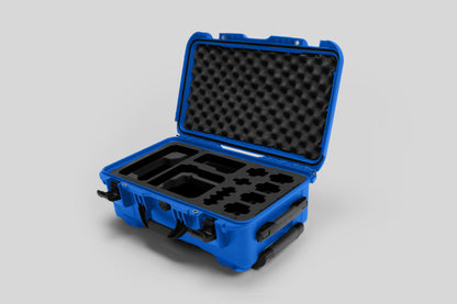 Angled view of Foama Blue Color Carry-on case and Custom Foam Insert for Sony FX-6