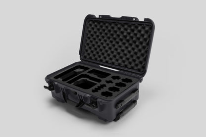 Angled view of Foama Graphite Color Carry-on case and Custom Foam Insert for Sony FX-6