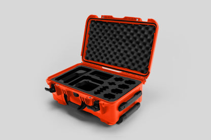 Angled view of Foama Orange Color Carry-on case and Custom Foam Insert for Sony FX-6