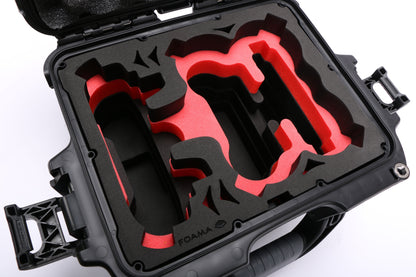 Close-up view 2 of DJI Neo Black Color Adventure Ready Compact Waterproof Carry-on Case and Custom Foam Insert with a Red Layer for DJI Neo