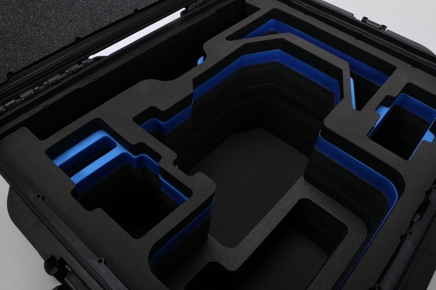 Close view of Black ARRI Alexa 35 Studio Case with Blue Custom Foam Insert for ARRI Camera And Accessories