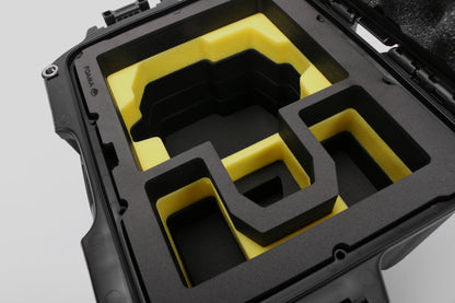 Close-up view 2 of DJI Zenmuse H30T Black Color Storage and Carrying Case and Custom Foam Insert with a Yellow Layer
