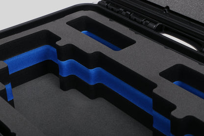 Close-up view 1 of Foama Black Color Travel Case and Custom Foam Insert with Blue Layer for SmallHD 703 Bolt Pro