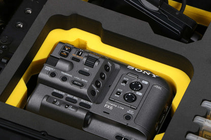 Close-up view 1 of Foama Black Color Carry-on case and Yellow Foam Insert for Sony FX-6 and Essential Accessories