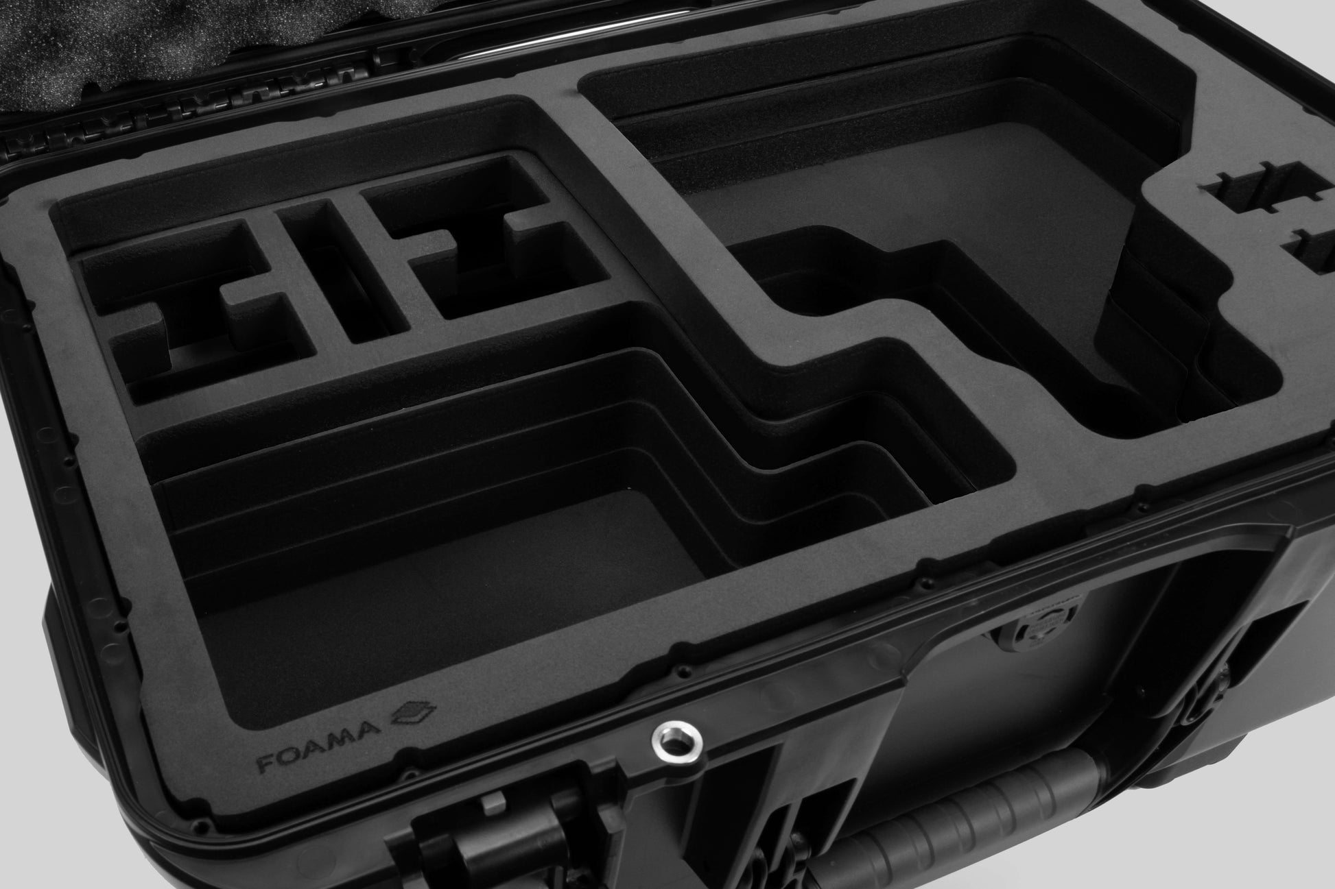 Close view of Black Color Canon C400 Studio Case and Black Layer Custom Foam Insert