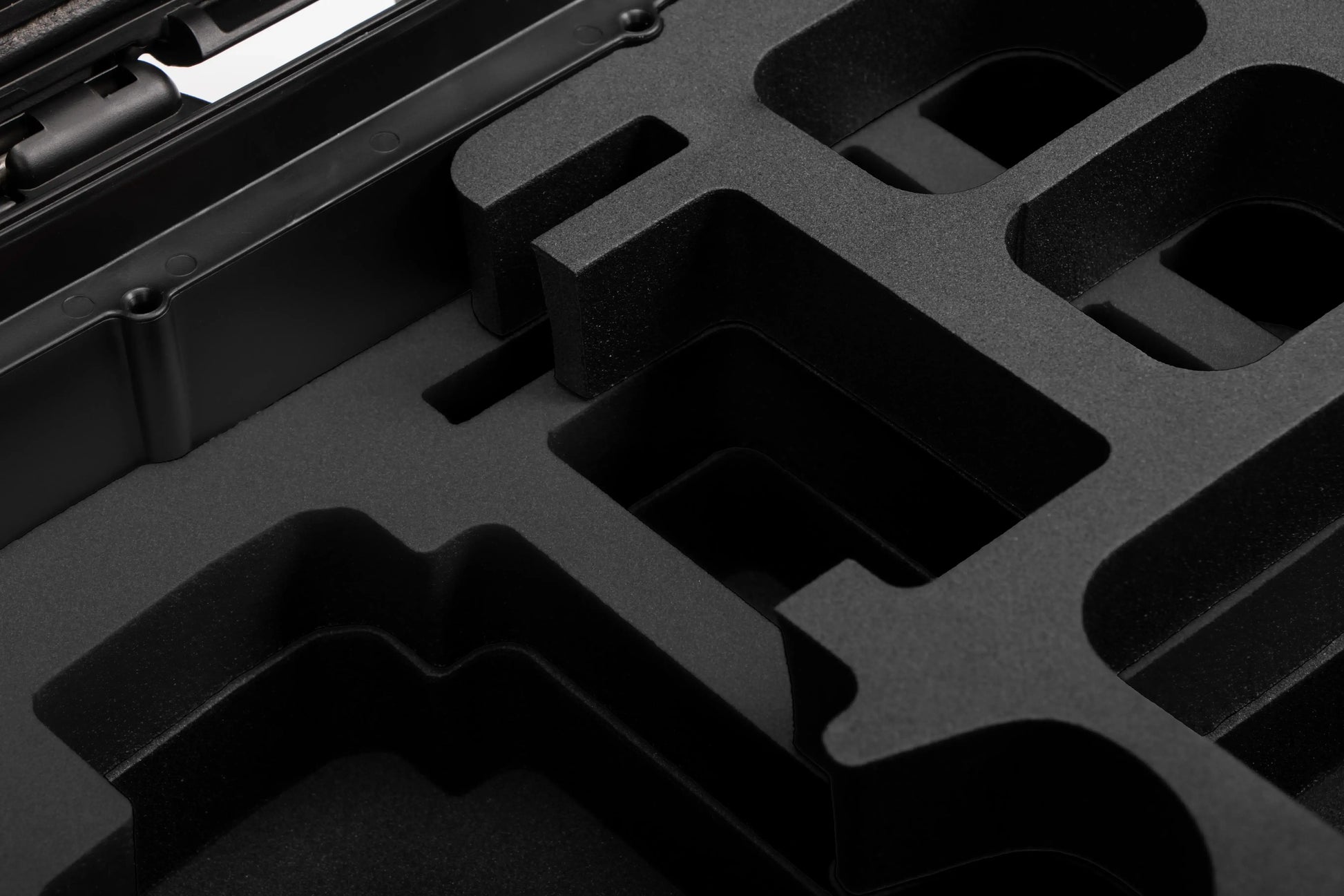 Close view of Canon Camera Compact Case For EOS R5, R5 II, R6, R6 II, R7 with Black Layer Custom Foam Insert