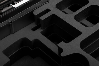 Close view of Canon Camera Compact Case For EOS R5, R5 II, R6, R6 II, R7 with Black Layer Custom Foam Insert