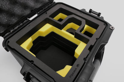 Close-up view 1 of DJI Zenmuse H30T Black Color Storage and Carrying Case and Custom Foam Insert with a Yellow Layer