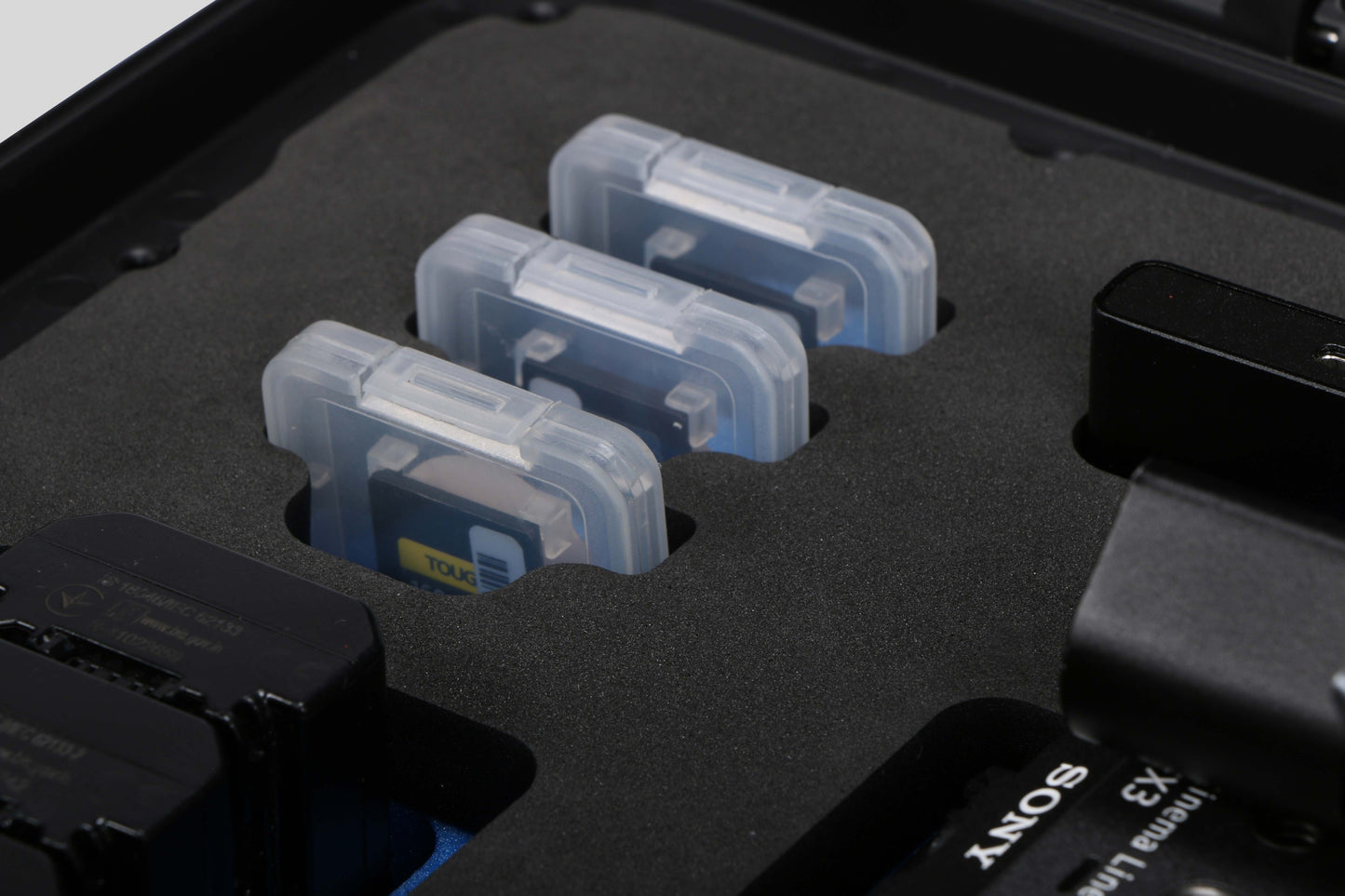 Close-up view 2 of Foama Black Color Carry-on case and Blue Foam Insert for Sony FX-3 and Essential Accessories