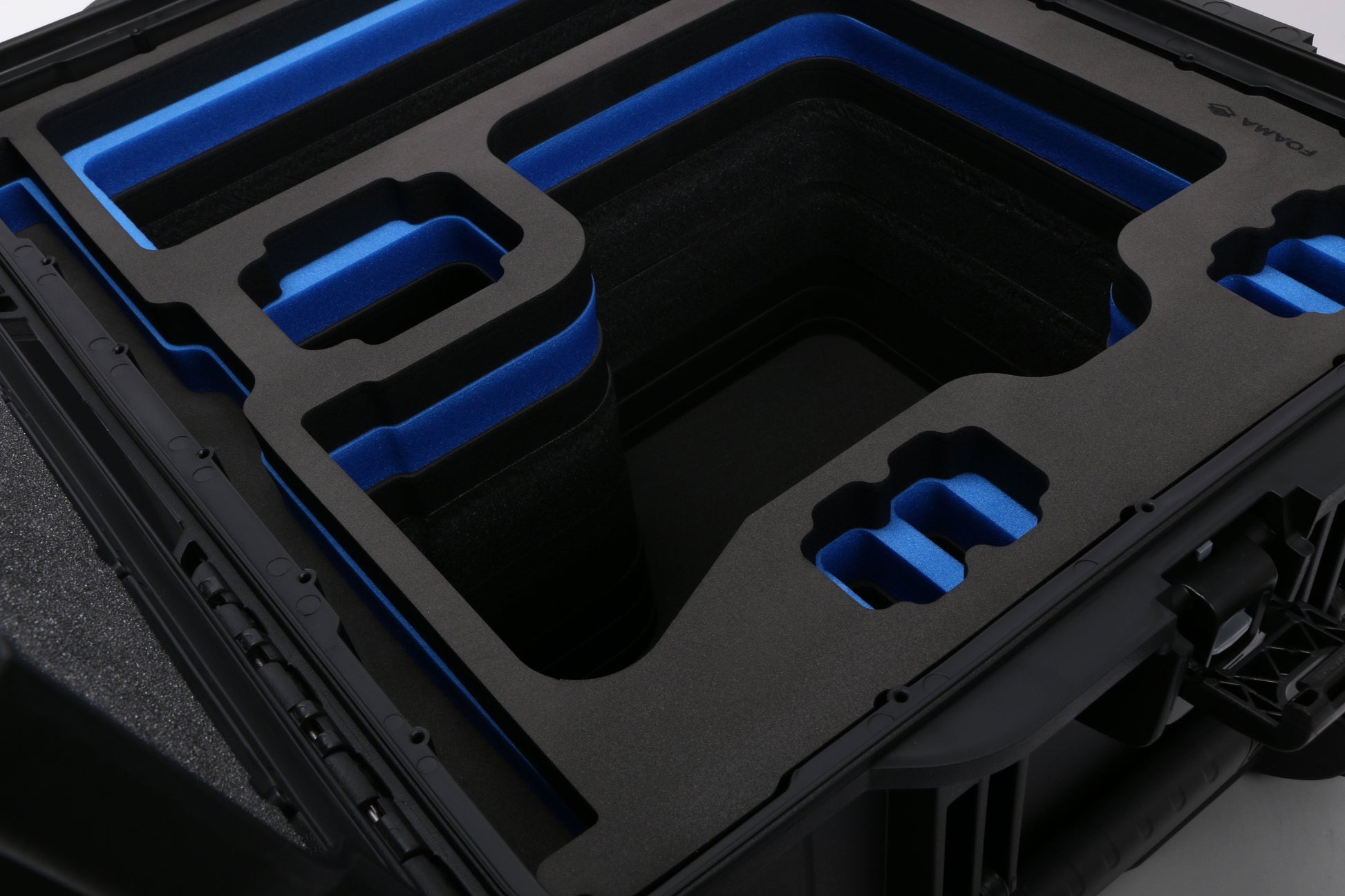 Close view of Black Color Sony Venice 2 Studio Case with Blue Layer Custom Foam Insert